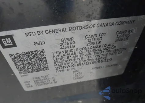 2019 Chevrolet Equinox Ls z USA, uszkodzony, nr VIN 2GNAXHEV1K6298319